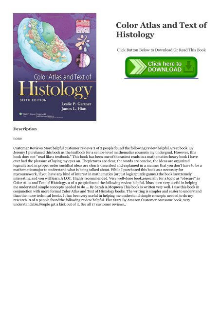 Download Pdf Download Free Ebook Color Atlas And Text Of Histology Free Ebook