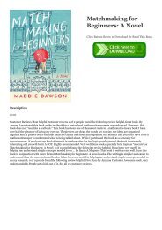 Download pdf Read Online Matchmaking for Beginners: A Novel Full version