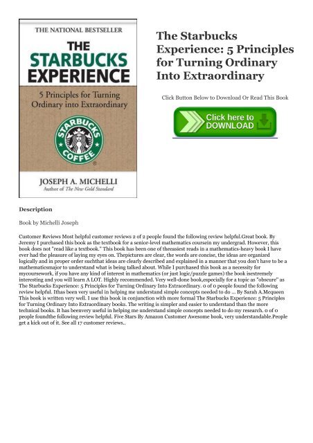 DOWNLOAD BOOK The Starbucks Experience: 5 Principles for Turning ...