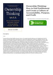 READ Ownership Thinking:  How to End Entitlement and Create a Culture of Accountability, Purpose, and Profit EBOOK #pdf