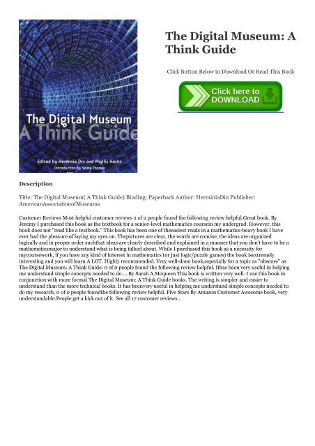 ((Read_[PDF])) The Digital Museum: A Think Guide download_p.d.f