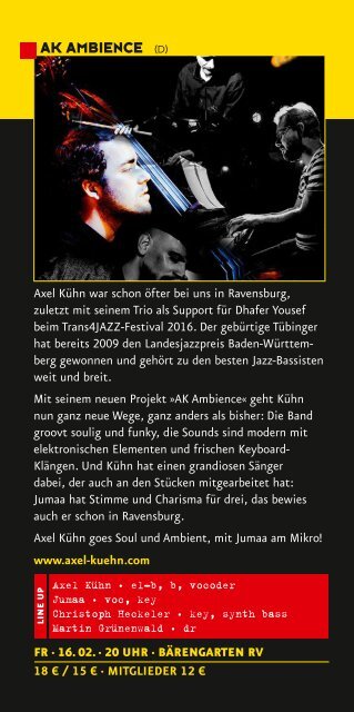 JazzTime Ravensburg Programm 01/2018