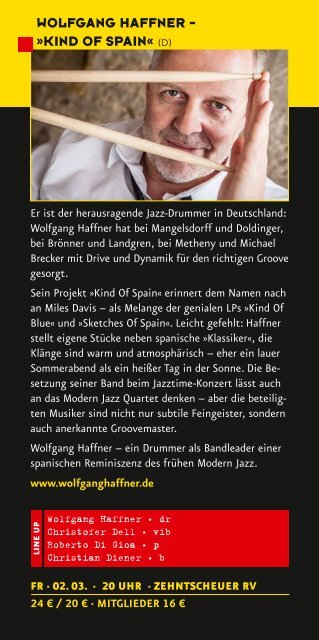 JazzTime Ravensburg Programm 01/2018