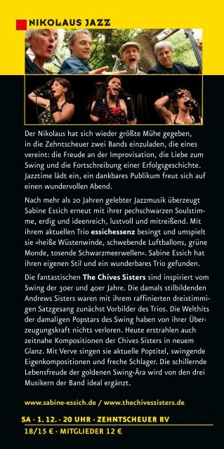 Jazztime Ravensburg Programm 02/2018