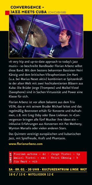 Jazztime Ravensburg Programm 01/2019