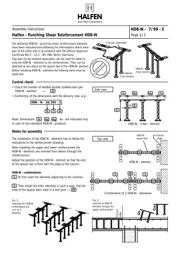 HDB-N - 7/99 - E Halfen - Punching Shear Reinforcement HDB-N