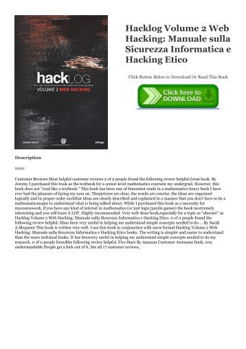 Download eBook Hacklog Volume 2 Web Hacking: Manuale sulla Sicurezza Informatica e Hacking Etico Full PDF
