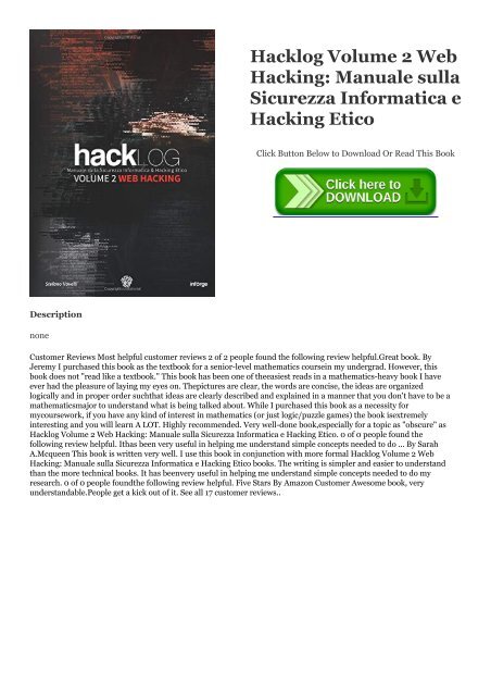 Download eBook Hacklog Volume 2 Web Hacking: Manuale sulla Sicurezza Informatica e Hacking Etico Full PDF
