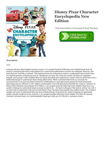 Download eBook Disney Pixar Character Encyclopedia New Edition PDF Books