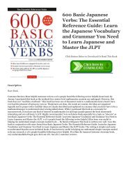 (READ-PDF!) 600 Basic Japanese Verbs: The Essential Reference Guide: Learn the Japanese Vocabulary and Grammar You Need to Learn Japanese and Master the JLPT kindle$