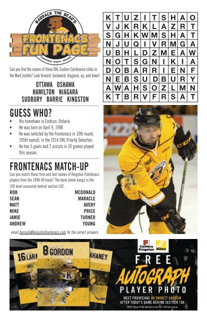 Kingston Frontenacs GameDay January 13, 2019