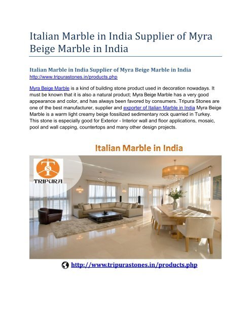 Italian Marble in India Supplier of Myra Beige Marble in India