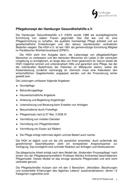 Pflegekonzept (PDF) - Die Hamburger Gesundheitshilfe