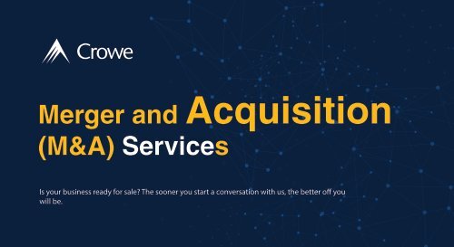 Crowe Merger and Acquisition (M&amp;A) Services