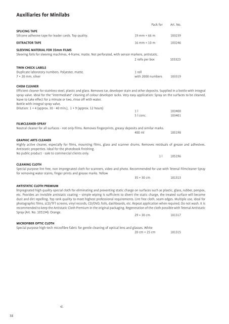 Imaging Chemicals & Paper Catalogue