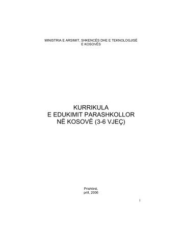 kurrikula e edukimit parashkollor në kosovë - Ministria e Arsimit ...