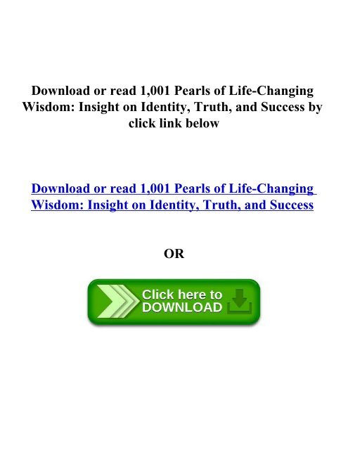 1,001 Pearls of Life-Changing Wisdom Insight on Identity, Tr
