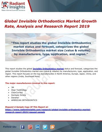 Global Invisible Orthodontics Market Growth Rate, Analysis and Research Report 2019 