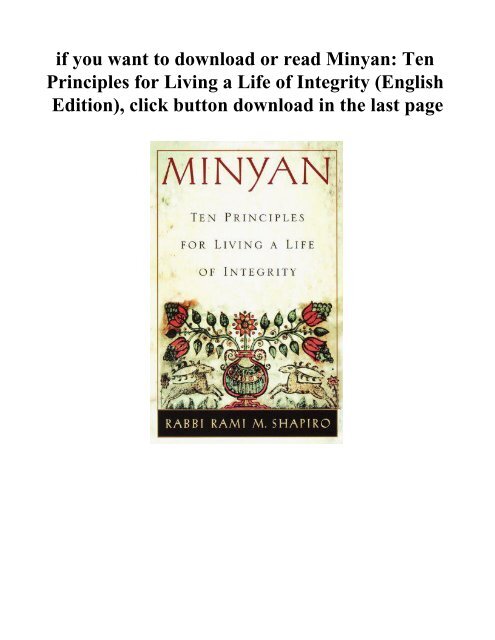 Minyan Ten Principles for Living a Life of Integrity (Englis