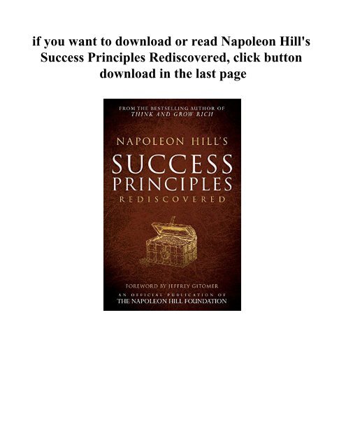 Napoleon Hill&#039;s Success Principles Rediscovered