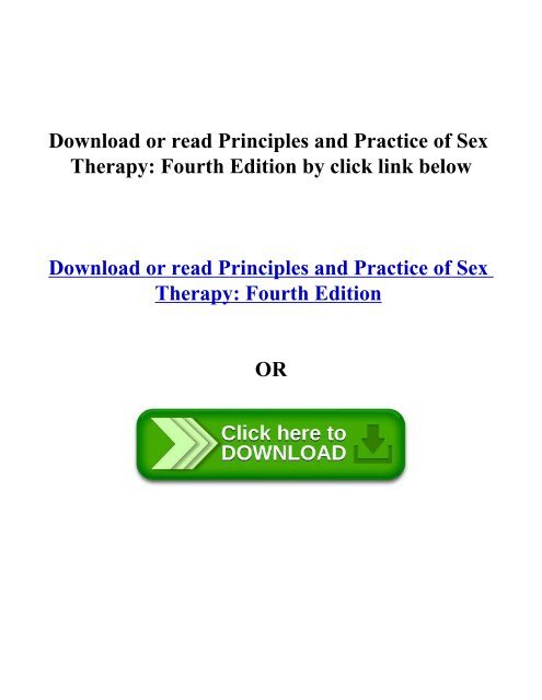Principles and Practice of Sex Therapy Fourth Edition