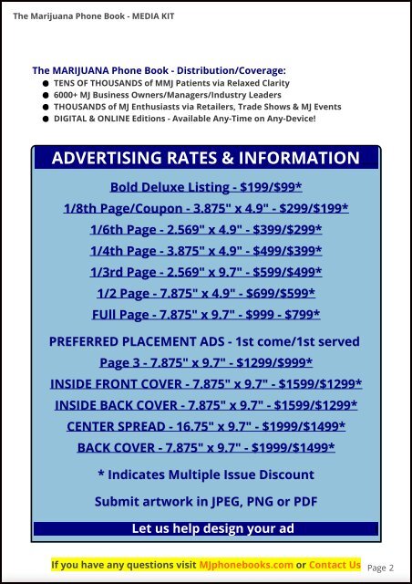 The MARIJUANA Phone Book - MEDIA KIT