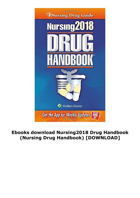 Ebooks download Nursing2018 Drug Handbook (Nursing Drug Handbook)  [DOWNLOAD] 