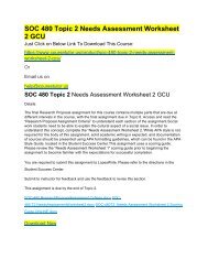SOC 480 Topic 2 Needs Assessment Worksheet 2 GCU