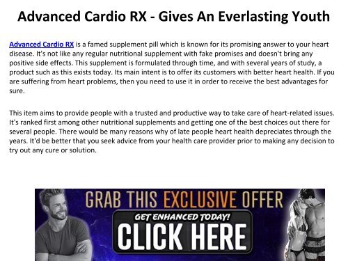 Advanced Cardio RX - Improves Your Digestion Power
