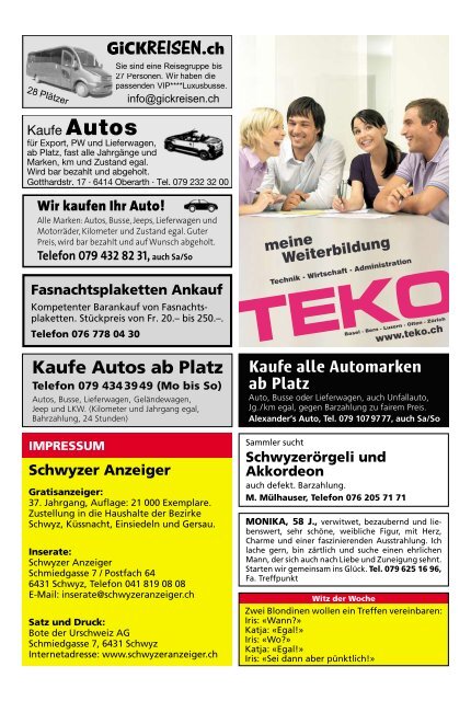 Schwyzer Anzeiger – Woche 3 – 18. Januar 2019