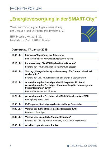 Fachsymposium 2019 - "Energieversorgung in der SMART-City"