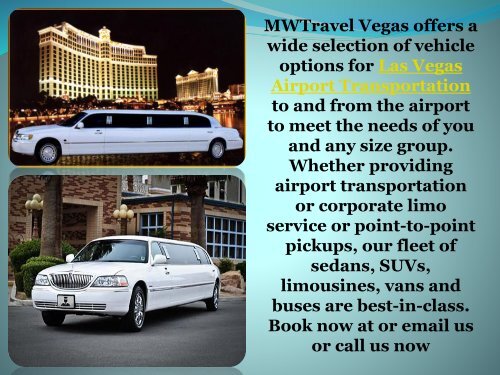 Try out best Wedding Transportation in Las Vegas with MWTravel Vegas