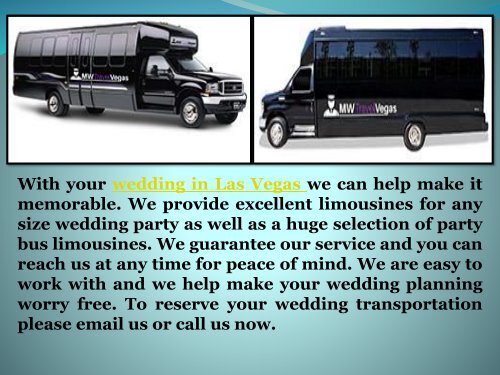 Try out best Wedding Transportation in Las Vegas with MWTravel Vegas