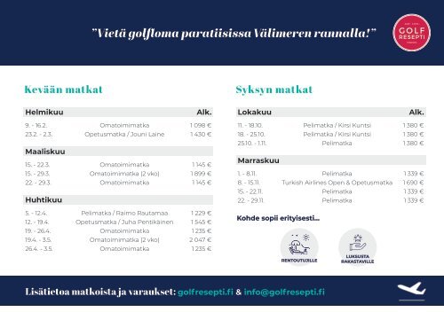 Golfmatkat 2019 - Golfresepti