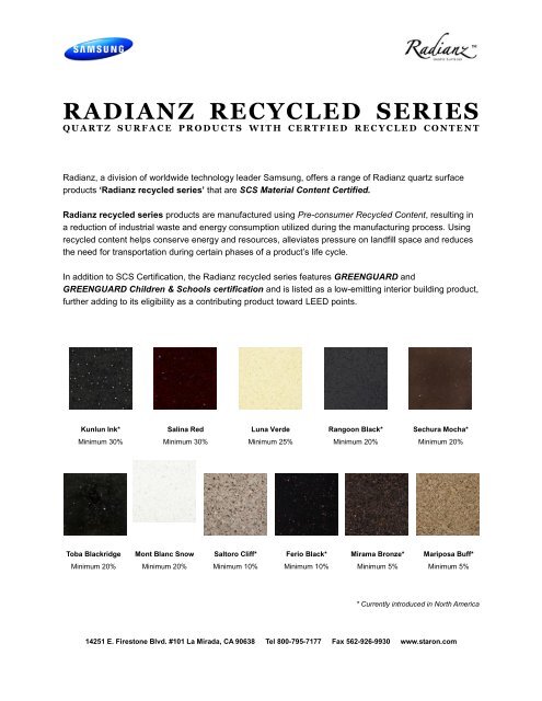 RADIANZ RECYCLED SERIES