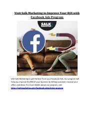 Visit Salk Marketing to Improve Your ROI with Facebook Ads Program