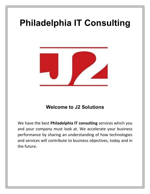 Philadelphia IT Consulting | J2 Solutions