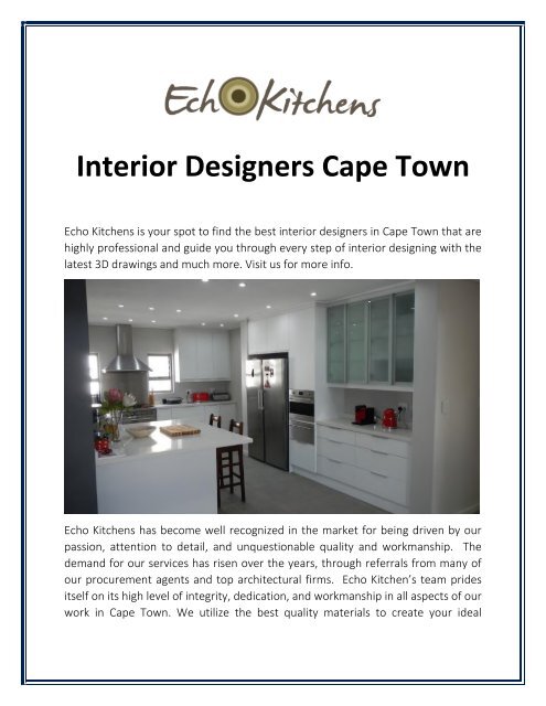 Professional Interior Designers In Cape Town