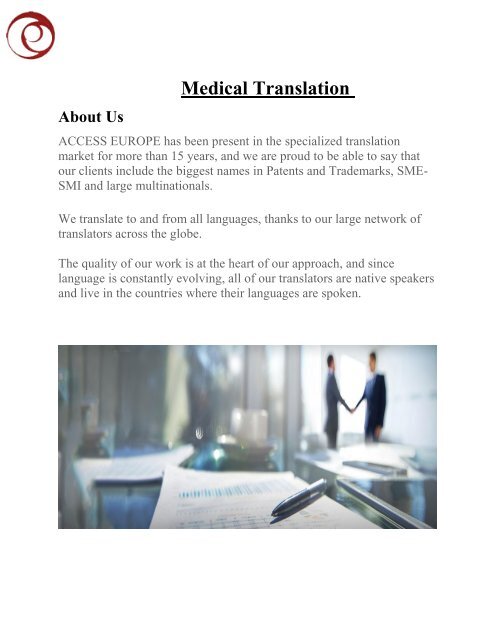 Medical translation Access Europe