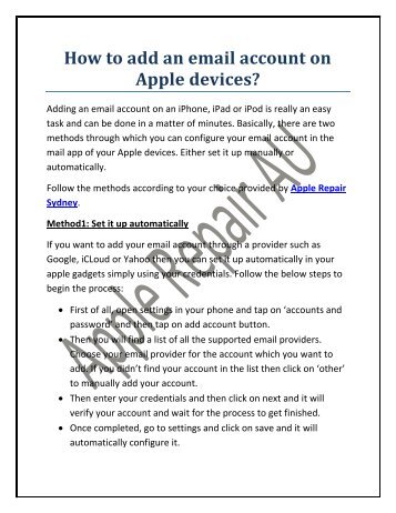 How to add an email account on Apple devices?