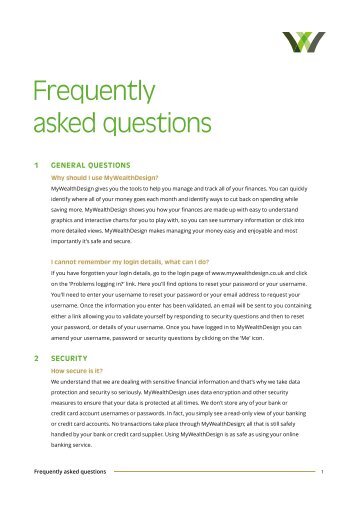 MyWealthDesign FAQs