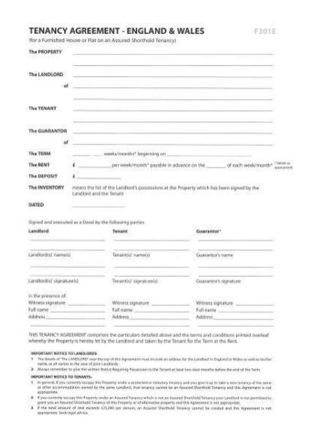 Tenancy Agreement Template Uk Download