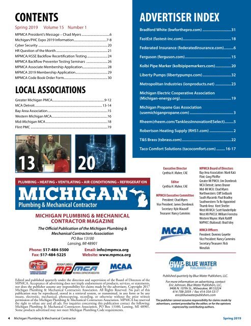 Michigan Plumbing & Mechanical Contractor Spring 2019