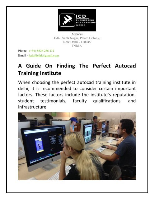 A Guide On Finding The Perfect Autocad Training Institute 