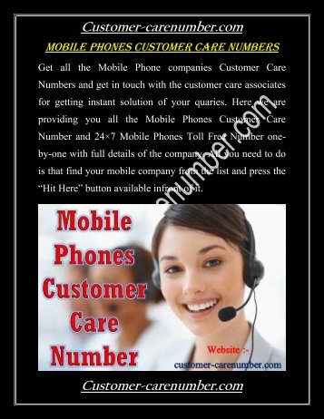 Mobile Phones Customer Care Numbers