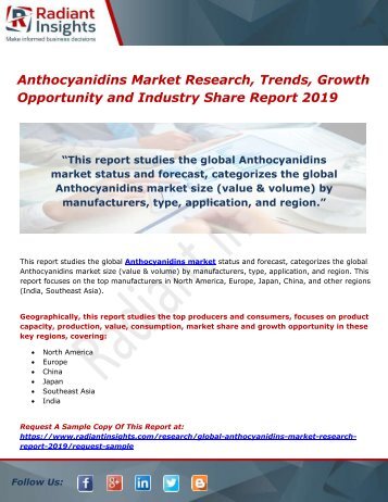 Anthocyanidins Market Research, Trends, Growth Opportunity and Industry Share Report 2019 