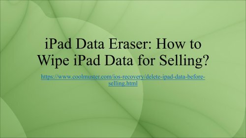 How to Wipe iPad Data for Selling