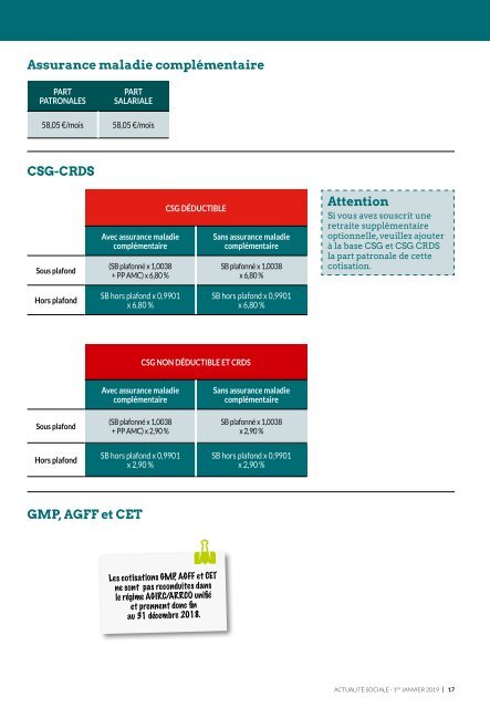 Les Guides du SGV - Actualité social au 1er janvier 2019