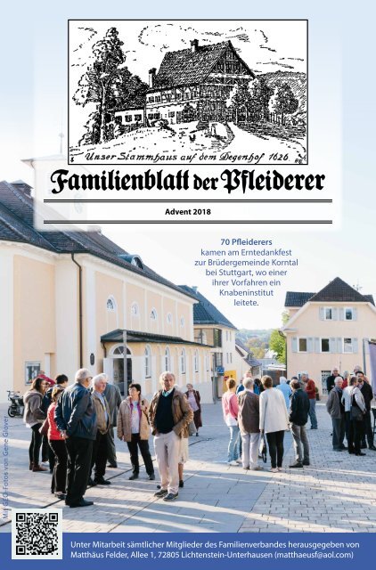 Familienblatt der Pfleiderer, Dez. 2018