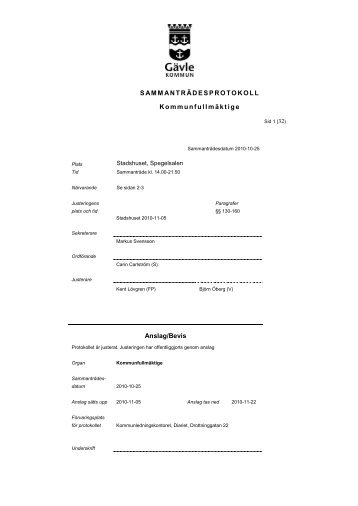Protokoll 2010-10-25 - Gävle kommun